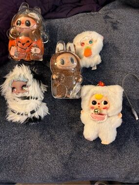 Assorted Plush Character Lot - White, Orange, Brown Accents